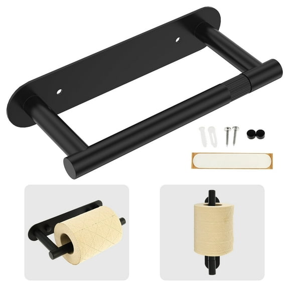 Txkrhwa Matte Black Toilet Paper Holder Wall Mount, 360° Rotating Bathroom Toilet Tissue Roll Holder, Stainless Steel Rustproof Wall-Mounted Toilet Paper Dispenser