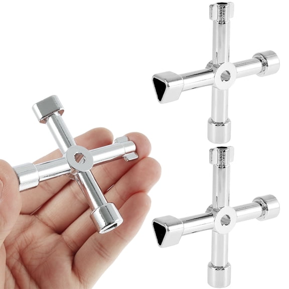 AEVXKHI 3PCS 4 in 1 Utilities Key, 4 Way Zinc Alloy Cross Key, Multi-Functional Utilities Key, Stopcock Key Tool for Electric, Water, Gas Meter Boxes & Cabinets