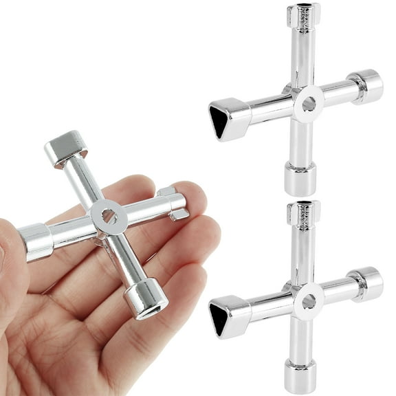 Txkrhwa 3PCS 4 in 1 Utilities Key, 4 Way Zinc Alloy Cross Key, Multi-Functional Utilities Key, Stopcock Key Tool for Electric, Water, Gas Meter Boxes & Cabinets