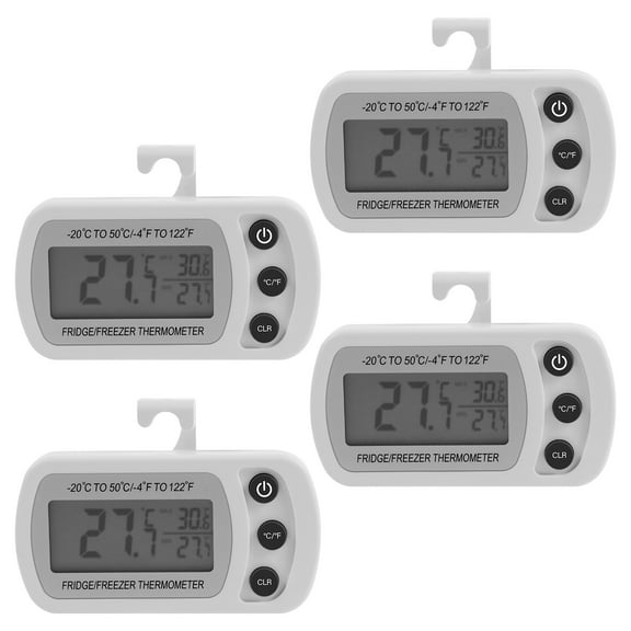 Txkrhwa 4 Pack Fridge Thermometer with Clear Display Screen, Digital Refrigerator Thermometer, Waterproof Hanging Freezer Room Thermometer for Storeroom