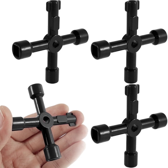 Txkrhwa 4 in 1 Utilities Key, 4 Way Gas Meter Water Utility Cross Key, 4 Pack Plumbing Key, Triangle Square Wrench Repair Tool, Stopcock Key for Electric Water Gas Meter Box Cupboard Cabinet Opening