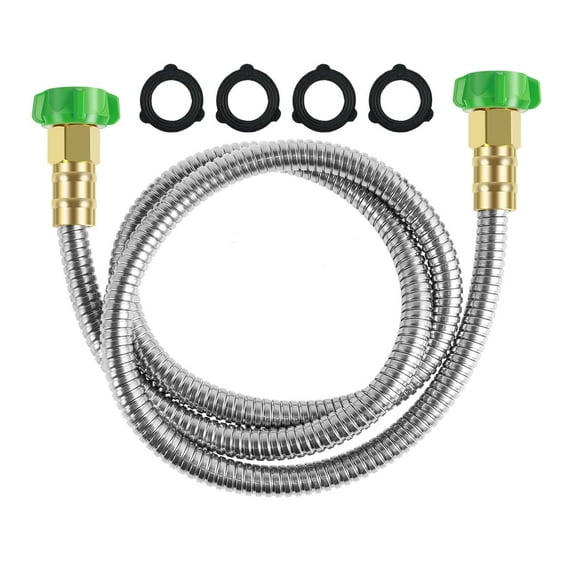 Txkrhwa 5FT Garden Hose with Female to Female Connector, US 304 Stainless Steel Garden Leader Hose, Metal Leakproof Outdoor Flexible Water Hose for Outdoor Garden Watering Car Pet Cleaning