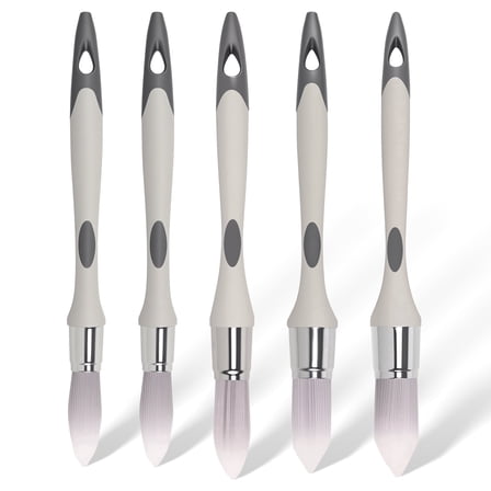 Txkrhwa 5PCS Trim Paint Brushes Set, Round Corner Paint Brushes, Trim Stain Brushes, Trim Painting Tool for Baseboards, Wall Corners, 0.6" 0.7" 0.82" 0.98"