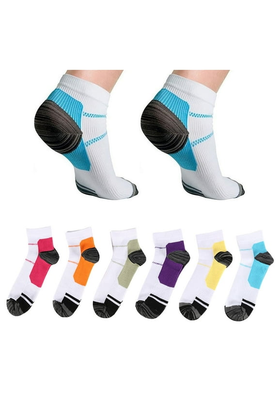 6 Pairs Plantar Fasciitis Socks for Men Women Sports Hiking Workout Fitness Exercises Sock Relieves Heel Pain Arch Ankle Foot Heel Spurs