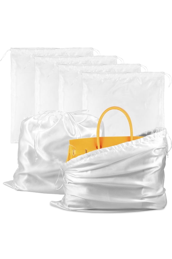 6PCS Handbag Dust Bags, Silk Dust Cover Storage Bag for Purses, Silk Purse Organizer Dust Cover Drawstring Bags, Large Storage Travel Storage Pouch for Purses Shoes Boots