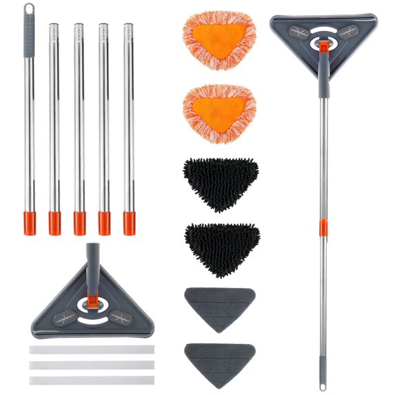 AEVXKHI 82inch Wall Cleaner Mop Ceiling Cleaner and Baseboard Duster with Extension Pole and 6PCS Replaceable Microfiber Head Pads for Home Cleaning