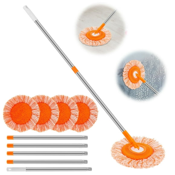 Txkrhwa 90-inch Adjustable Wall Cleaner Mop, 180° Rotatable Ceiling Mop, Extendable Wall Dust Cleaner, with 5 Mop Head for Floor Door Window Ceiling, and Bathroom Cleaning