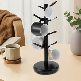 Black Coffee Mug Tree Bamboo Mug Holder Coffee Cup Stand Mug