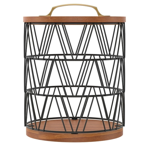 Txkrhwa Black Coffee K Cup Holder, Coffee Pod Holder with Wood Base, Large Capacity Coffee Pod Organizer, Espresso Pod Storage Holder, Coffee Bar Basket for Counter