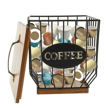 Zjyufy Metal Coffee Pod Holder - Large Capacity Storage Basket For Countertop, Kitchen Organizer