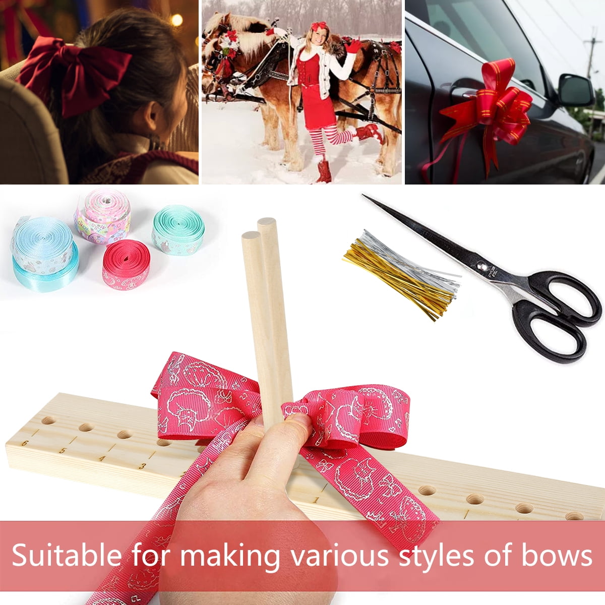 Txkrhwa Easy Bow Maker Kit, Wooden Tool for DIY Crafts, Wreaths, Hair