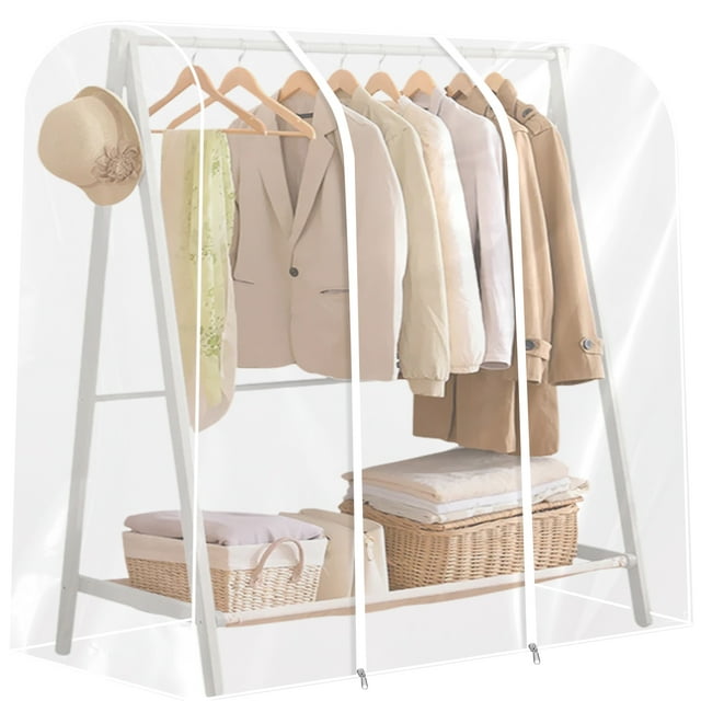 Txkrhwa Garment Rack Cover Clear Clothing Rack Cover with Zipper