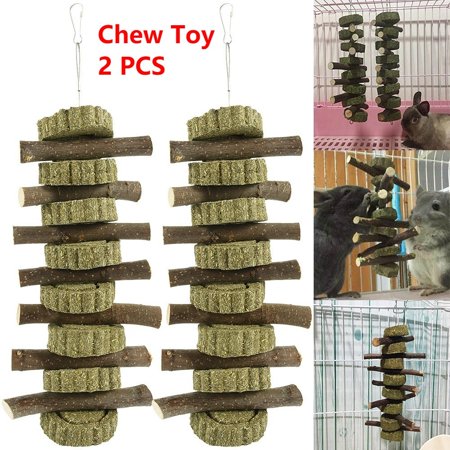 Txkrhwa Hamster Chew Toy, 2 Sets Small Animal Molar Craft Toys Teeth Care Apple Wooden Sticks, Rodents Pet Toy Cleaning Teeth Twigs for Guinea Pigs,Chinchillas,Gerbils,Squirrel, Rabbit Parrots