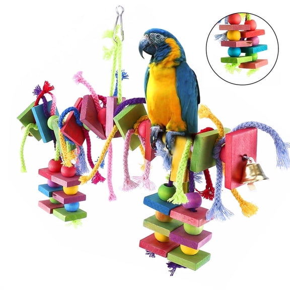 AEVXKHI Large Bird Parrot Toys Parrot Chew Toy for Bird Macaw African Greys Cockatoo Eclectus Budgies Parakeet Cockatiel Conure Lovebirds Cage Wood Toy