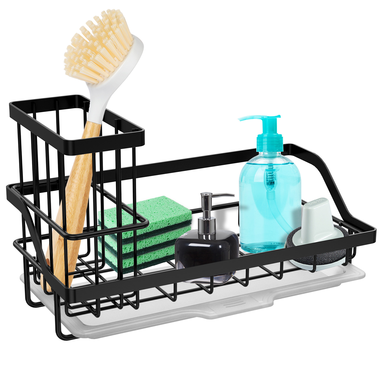 Jomeoic Sink Holder Sink Rack With Drain Basket Kitchen Sink Organizer Storage Rack For Home