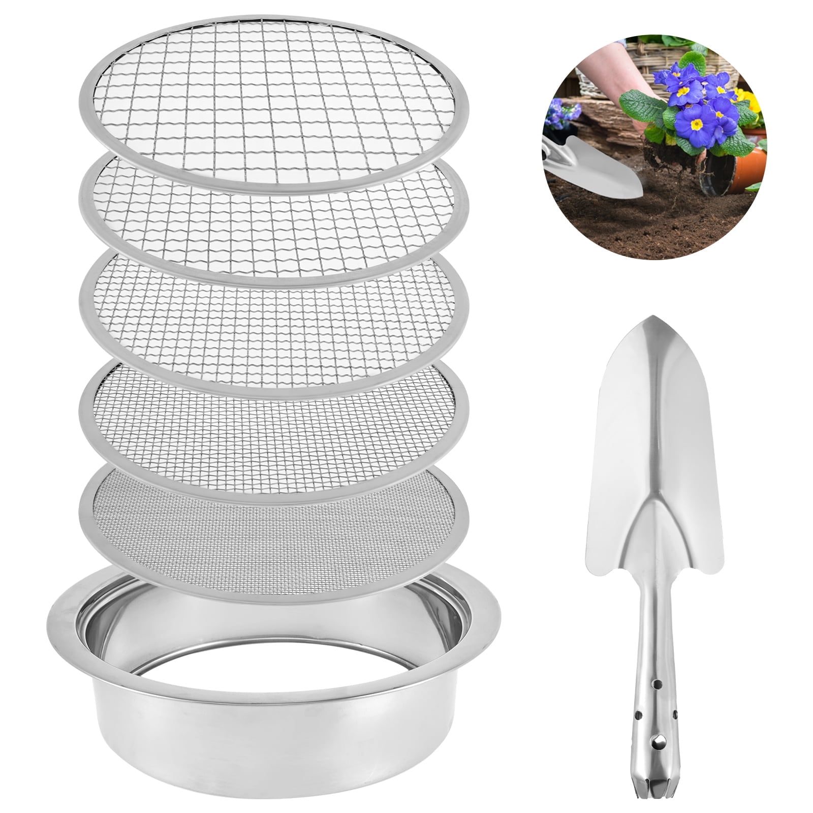 Fuliko 3-Piece Garden Soil Sifter Set With 2.8/3.8/5mm Mesh Screens And Comfortable Handle Ideal For Sifting Sand Compost And Potting Soil