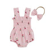 Super Cute Baby Girl Deer Romper Set With Ruffled Sleeves & Matching Headband – Perfect 2-Piece Outfit For Infants