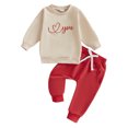 thumbnail image 1 of Txlixc Infant Baby Boys Clothes Set,Toddler Valentine’s Day Outfit  Long Sleeve Embroidery Letters Car Sweatshirt with Sweatpants 6 12 18 24Months 2Y 3Y, 1 of 9