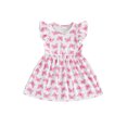 thumbnail image 1 of Txlixc Toddler Girls Flutter Sleeve Summer Dress Watermelon/Butterfly/Bow Print Round Neck A-Line Hem Dresses 6 12 18M 2 3 4 5 T, 1 of 9
