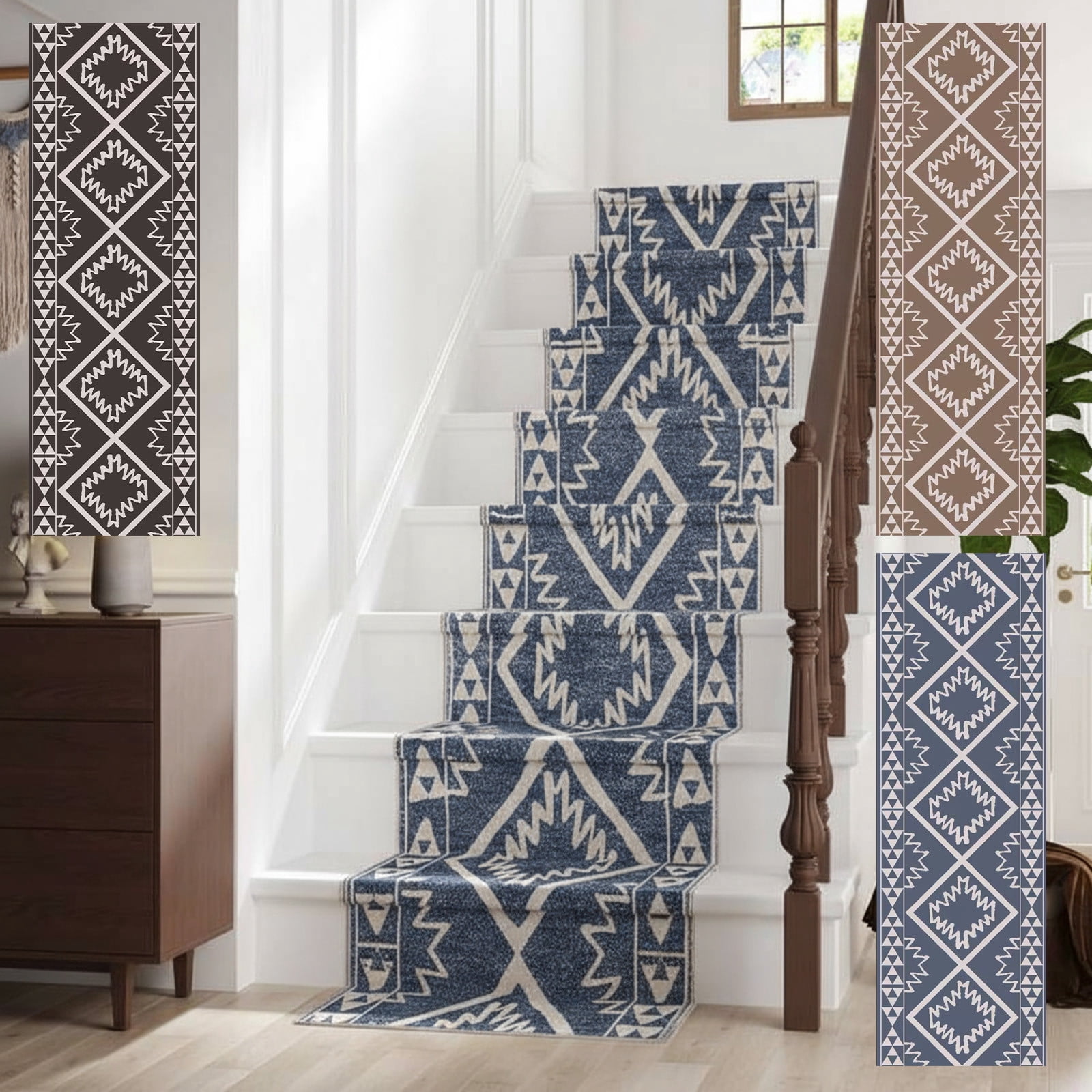 Single Stair Rug Txlpkdyx 1 Piece Vintage Washable Bohemian Runner Stairs Rug Non-Slide ...