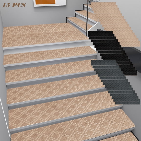 Txlpkdyx 15PCS Large Size No Slip Carpet Stair Treads Non Slippery Rug Slip Resistive Indoor Runner For Elders And Pet With Reusable Adhesive Easy To Clean