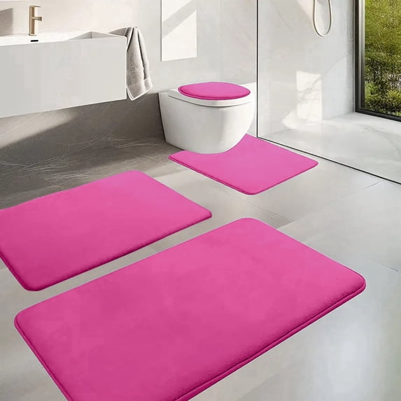 Txlpkdyx 4-Piece Bathroom Rug Set,Memory Foam Bath Mats with Toilet Lid & Contour Cover,Super Absorbent & Quick-Drying Non-Slip Floor Carpet,Machine Washable
