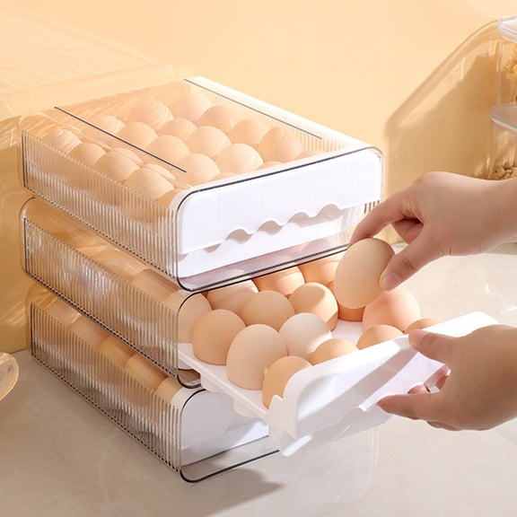 Txlpkdyx Egg Storage Container with Lid,Three Layer Refrigerator Organizer,Clear Food-Grade Plastic Egg Holder Tray,Stackable & Space-Saving for Kitchen & Fridge