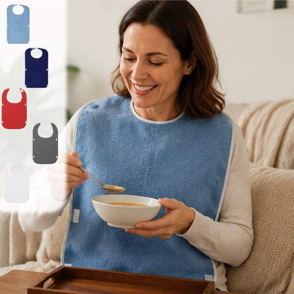 Txlpkdyx Adult Bibs,Reusable Dining Apron,for Elderly Men and Women,Machine Washable Feeding Bib for Seniors and Disabled