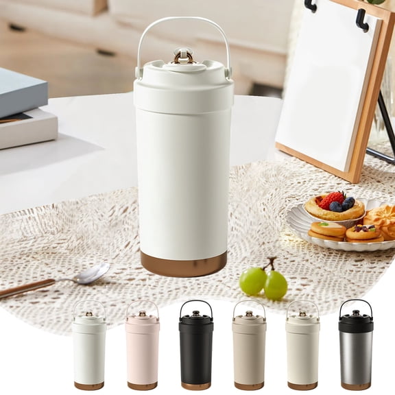 Txlpkdyx Ceramic Lined Coffee Tumbler with Straw,500ml Double-Wall Vacuum Insulated Cup,Keeps Hot & Cold for 12hrs,Leak-Proof Travel Mug for Office,Gym
