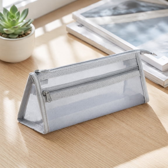 Txlpkdyx Concise And Transparent Mesh Pencil Case Double-Layer Portable Exam Pencil Case Large-Capacity Stationery Pouch