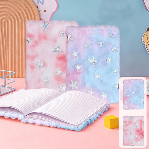 Txlpkdyx Cute Plush Cover Notebook,Soft Furry Fabric Diary, Kawaii Journal for Study,Writing & Gift