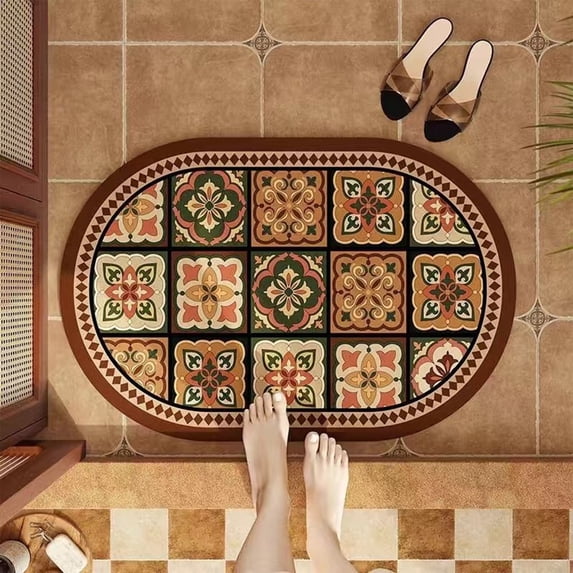 Txlpkdyx Diatomaceous Earth Bath Mat,16x24inch Super Absorbent & Quick-Drying Bathroom Rug with Non-Slip Rubber Backing,Fast Dry Shower Floor Mat for Tub & Vanity