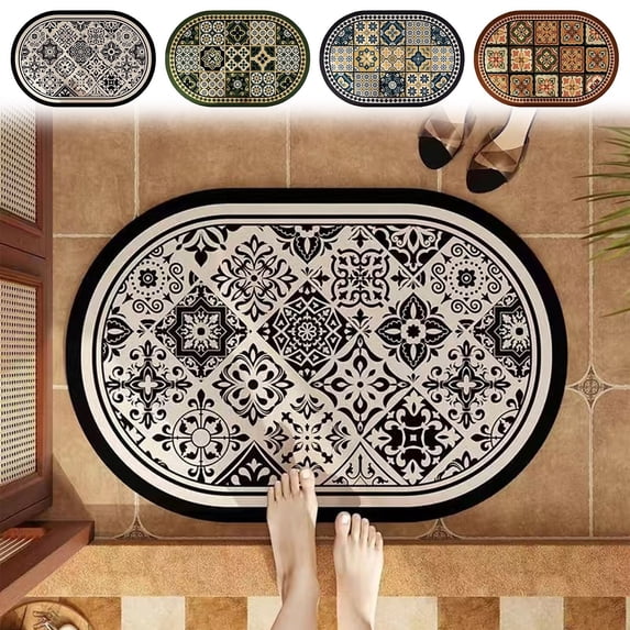 Txlpkdyx Diatomaceous Earth Bath Mat,16x24inch Super Absorbent & Quick-Drying Bathroom Rug with Non-Slip Rubber Backing,Fast Dry Shower Floor Mat for Tub & Vanity