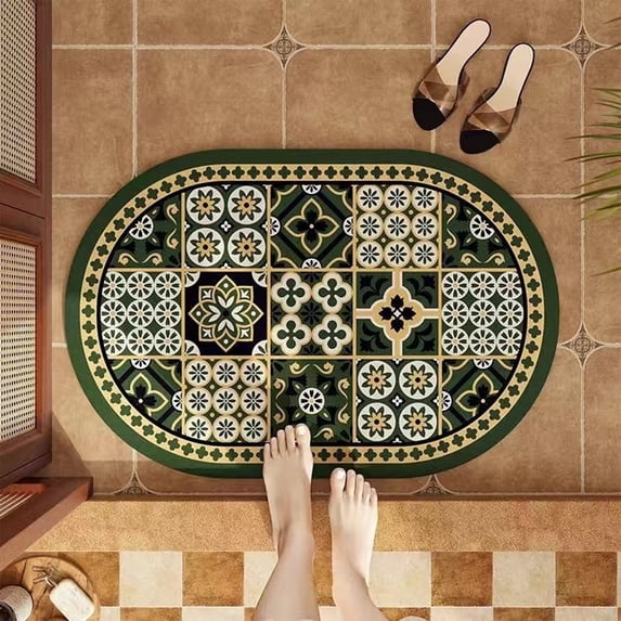 Txlpkdyx Diatomaceous Earth Bath Mat,16x24inch Super Absorbent & Quick-Drying Bathroom Rug with Non-Slip Rubber Backing,Fast Dry Shower Floor Mat for Tub & Vanity