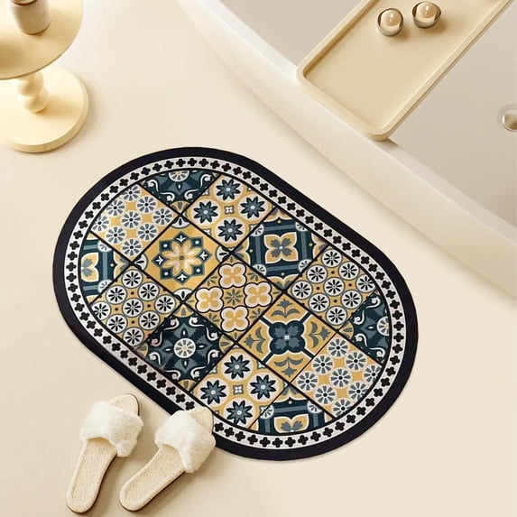 Txlpkdyx Diatomaceous Earth Bath Mat,16x24inch Super Absorbent & Quick-Drying Bathroom Rug with Non-Slip Rubber Backing,Fast Dry Shower Floor Mat for Tub & Vanity