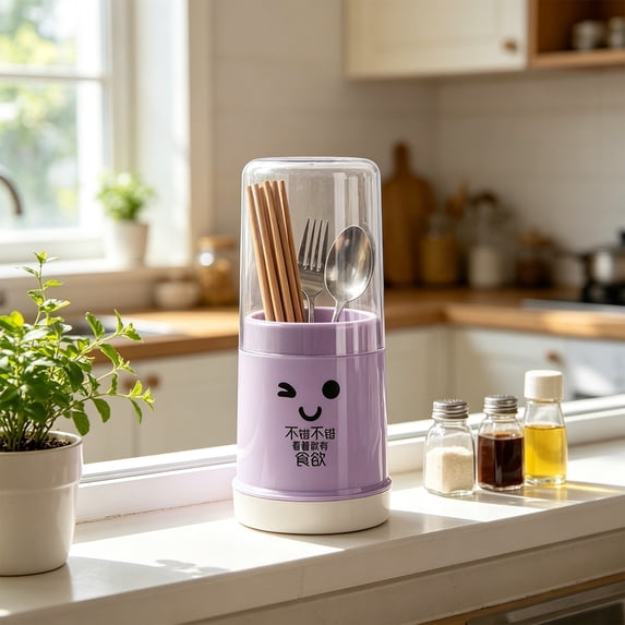Txlpkdyx Kitchen Chopstick Holder with Lid,Countertop Cutlery Storage Rack,Dustproof Utensil Caddy for Silverware Spoons Forks Cooking Tools