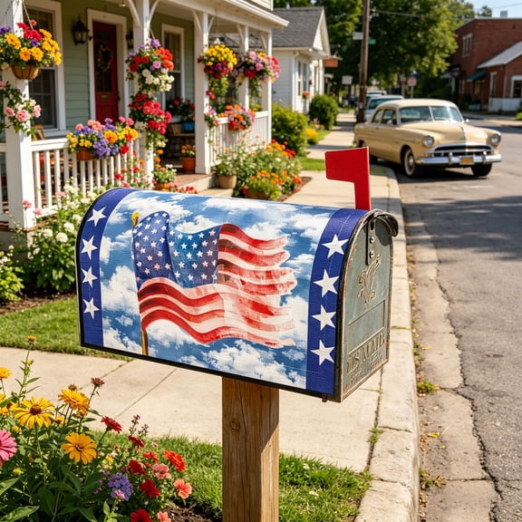 Txlpkdyx Magnetic Mailbox Covers,Designs USA American Flag Mailbox Decor,Weatherproof Mail Box Cover for 4th of July