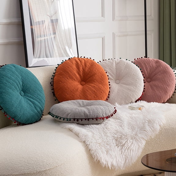 Txlpkdyx Round Pillow,Bedside Fringe Plush Cushion,Multi-Color Decorative Pillow,for Living Rooms and Bedrooms,Soft Filling with Excellent Support
