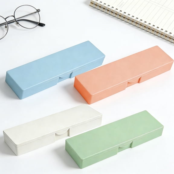 Txlpkdyx Translucent Frosted Macaron Pencil Box,Double-Sided Plastic Stationery Case,for Study Supplies,Pens & Art Tools