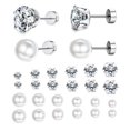 thumbnail image 1 of Txmasen 12 Pairs Surgical Steel Screw Back Earrings Sets Hypoallergenic Screw Back Stud Earrings Cute Heart Tiny CZ Flower Stud Earrings, 1 of 9