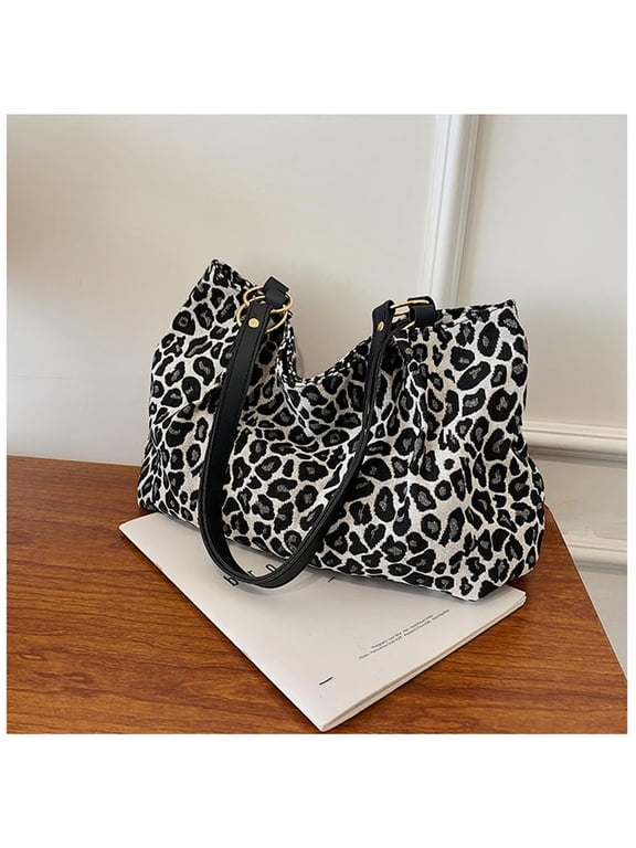 Large Capacity Bag Crossbody Bag Leopard Print Shoulder Bag Tote Bag Black