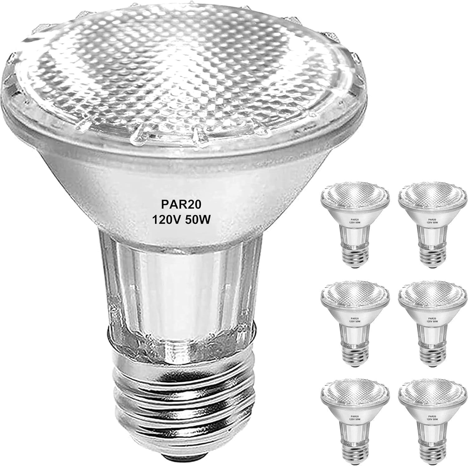 Txmasen PAR20 Halogen Bulb 50W Warm White 2800K Flood Light Light Bulbs, Dimmable, High Output, 6 Pack