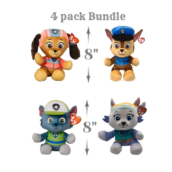 Ty 8-inches Paw Patrol Soft Body 4 Pack Bundle