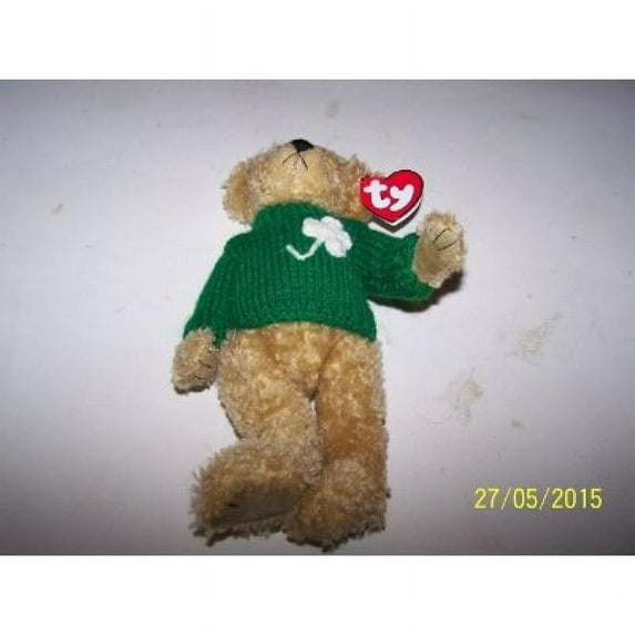 Ty Attic Treasure Blarney Bear with Green Irish Clover Sweater 8" Jointed Teddy