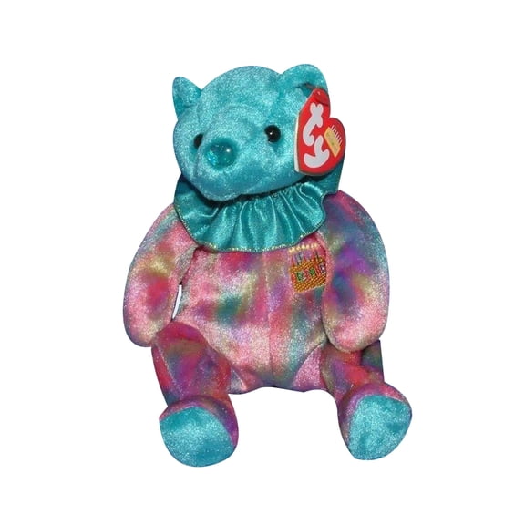 Ty Beanie Babies - DECEMBER the Birthday Bear Birthstone Turquoise (7.5" Plush)(BONUS 1 FUN CHOPS & 1 TY CARD)