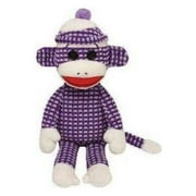 Ty Beanie Babies Sock Monkey Plush, Purple Quilted Multi-Colored