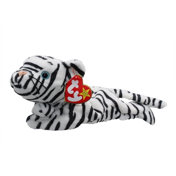 Ty Beanie Baby - BLIZZARD the White Tiger Plush (BONUS 1 RANDOM TY ERASER & 1 FUN CHOPS)