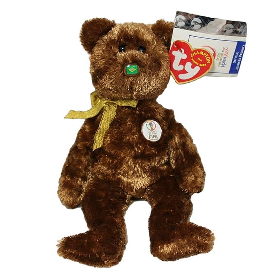Ty Beanie Baby: Champion Brazil FIFA World Cup Bear | Stuffed Animal | MWMT