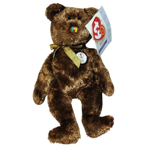Ty Beanie Baby: Champion Cameroon FIFA World Cup Bear | Stuffed Animal | MWMT