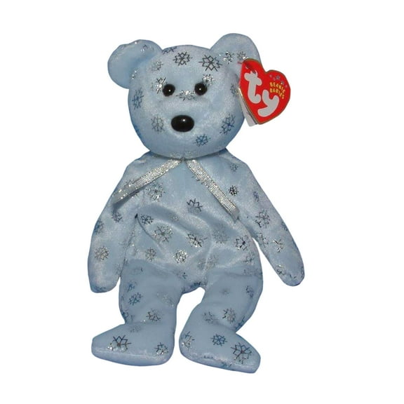 Ty Beanie Babies Flaky the Bear with Silver Snowflakes Christmas Plush 2002